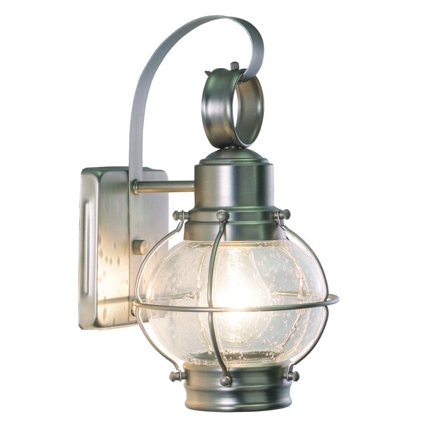 Vaxcel Chatham 1 Light Brushed Nickel Coastal Outdoor Wall Lantern Clear Glass OW21861BN - main